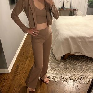 Reformation 3 piece Marie lounge sweater, tank and pants set clay - size S NWT